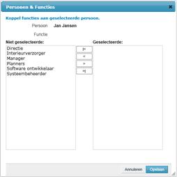 Screenshot koppel functies aan een persoon
